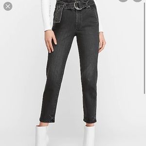 EXPRESS Super high waisted belted black jeans